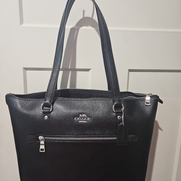 Coach Handbags - Coach Black and Silver Leather Tote Bag